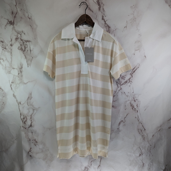 Everlane Dress Women Retro Jersey Polo Cotton Cashew Stripe Mini T Shirt - Picture 2 of 11